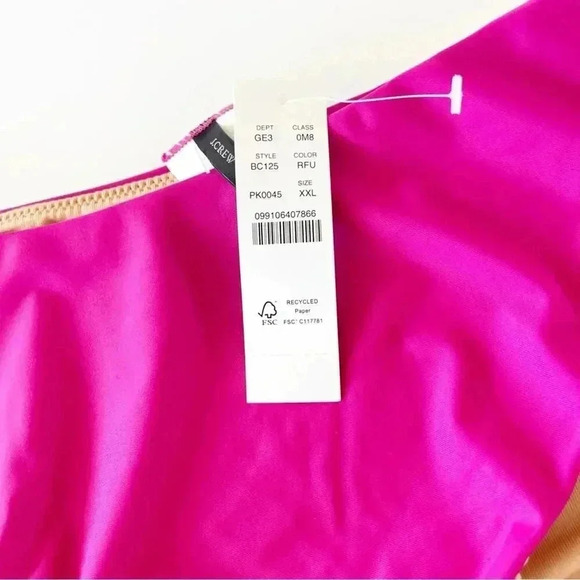 J.Crew Curved waist High Leg Cut cheeky bikini bottom Radiant Fuchsia XXL NWT - Picture 4 of 6